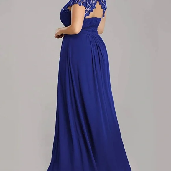 Ever Pretty Floor Length Chiffon Evening Gown - NWT - Size 18 - Sapphire Blue - Picture 2 of 5